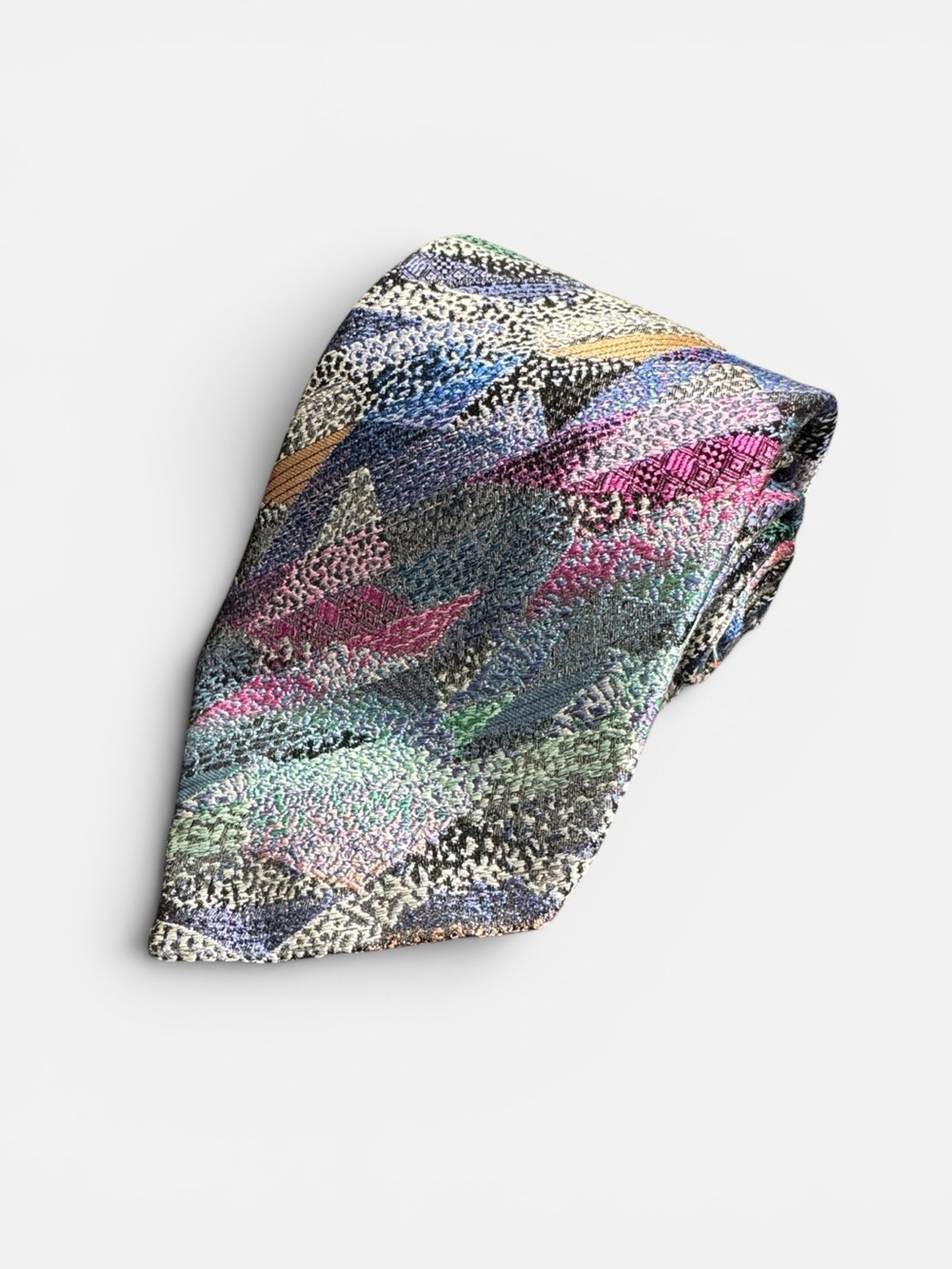 Missoni mens colorful geometric abstract pattern 100% silk neck tie EUC